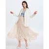 Women's Fairy Tutu Maxi Skirt - Long Tiered Tulle Skirt with High Elastic Waist Apricot - 2 of 4