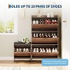 CuisinSmart Farmhouse Shoe Cabinet with 4 Flip Drawers, Shoe Storage Cabinet with Upholstered Bench, for Hallway Living Room Closet- Natural Oak - 3 of 4