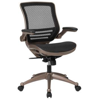 Flash Furniture Mid-Back Transparent Mesh Executive Swivel Office Chair with Flip-Up Arms