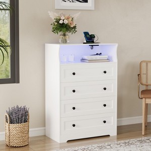 4 Drawer Wooden Dressers for Bedroom , Modern Nightstand for Bedside, Wood Chest of Drawers Storage Organizer for Living Room, Hallway, Closet - 1 of 4