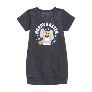 - SpongeBob SquarePants - Hoppy Easter Graphic Short Sleeve Fleece Dress - 1 of 4