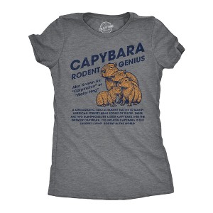 Womens Funny T Shirts Capybara Rodent Genius Sarcastic Graphic Novelty Tee For Ladies - Crazy Dog Women's T Shirt for Animal Lovers - 1 of 4