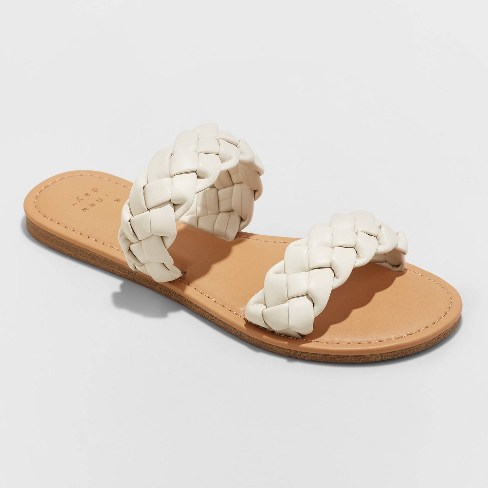 Women's Lucy Braided Slide Sandals - A New Day™ Off-White 10