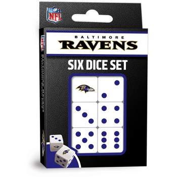 MasterPieces Officially Licensed NFL Baltimore Ravens - 6 Piece D6 Gaming Dice Set Ages 6 and Up