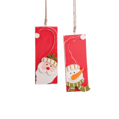 C&F Home Santa & Snowman Tag Ornaments A/2