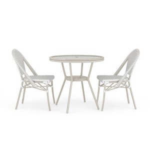 Martha Stewart Lily Pond Indoor-Outdoor Bistro Dining Table with 2 Stackable Bistro Chairs - 1 of 4
