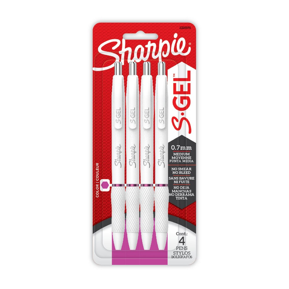 Sharpie 4pk S-Gel Pens White Barrel 0.7mm Berry Pink Ink