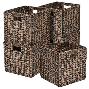 happimess Bryce Classic Farmhouse Handwoven Hyacinth Collapsible Storage Cube Baskets with Handles - 1 of 4