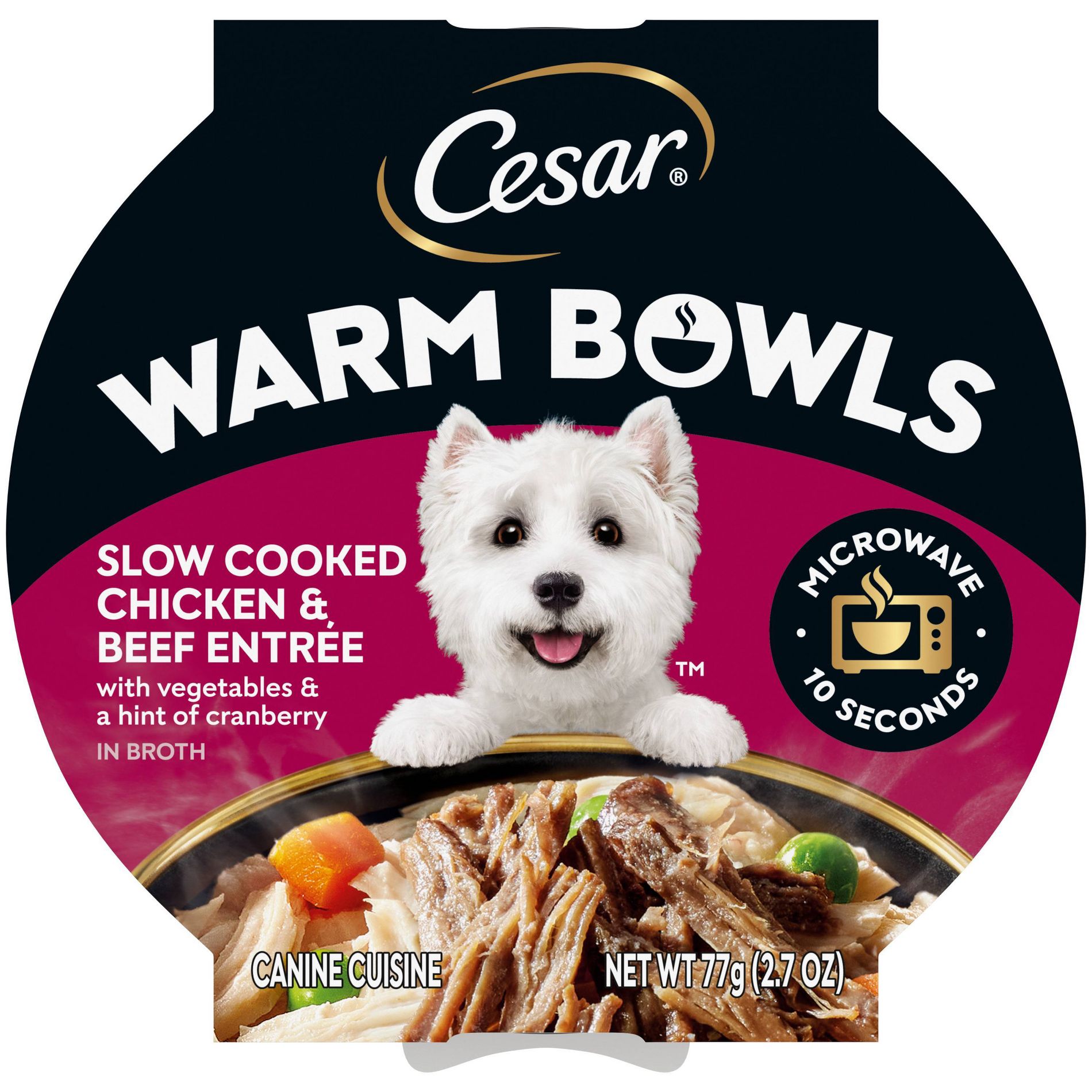 Cesar Warm Bowls Slow Cooked Chicken and Beef Flavor Adult Wet Dog Food - 2.7oz