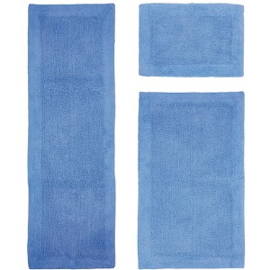 Edge Bath Rug 100% Premium Cotton Ultra-Soft Water Absorbent Tufted Solid Reversible 3 Piece Bathroom Rug Set for Machine Washable Bathmat - 1 of 4