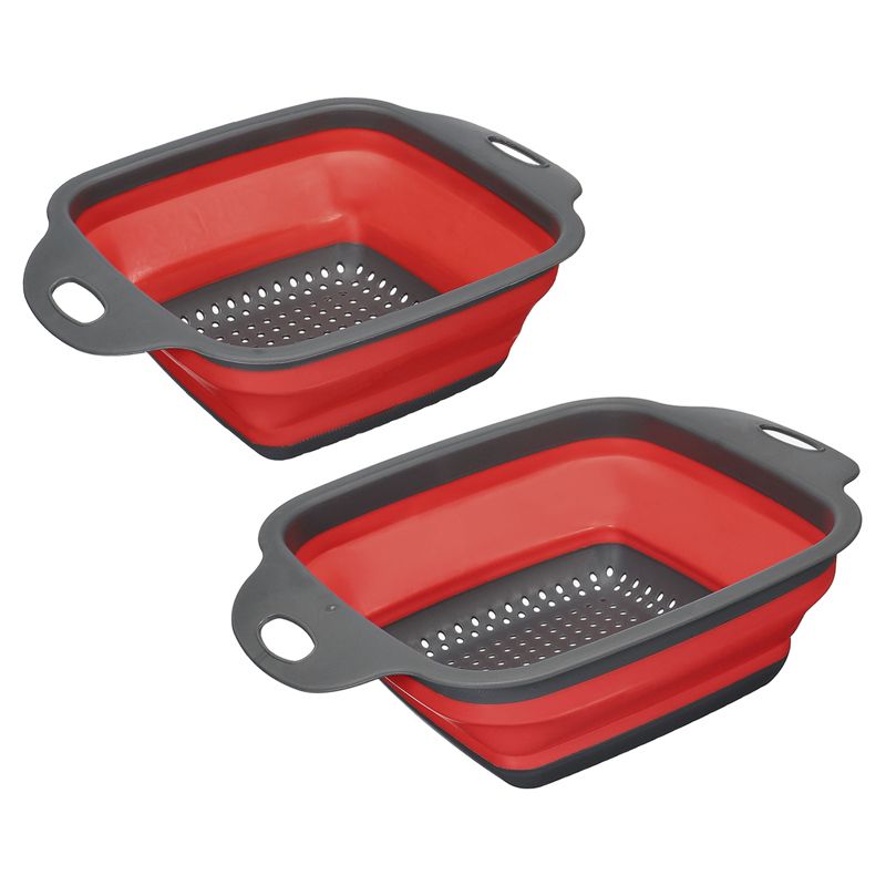 Unique Bargains Collapsible Colander Set Square Foldable Food Strainer with Handle Space Saving Design, 1 of 6