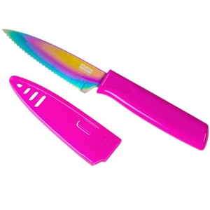 Kuhn Rikon Colori Non-Stick Serrated Paring Knife with Safety Sheath, 4 inch - 1 of 1