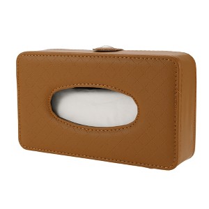 Unique Bargains Universal Car Tissue Holder Mask Holder Tissues Box Cover Car Backseat Extra Large Tissue Organization Faux Leather Brown - 1 of 4