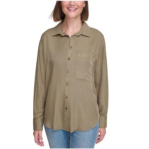 Calvin Klein Womens Solid Boyfriend Button Up Shirt - 1 of 1