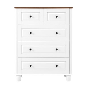 HDZNVF Ivory White Dresser with 5 Drawers, Tall Chest of Drawers, 5 Drawer Dresser with Deep Space - 1 of 4