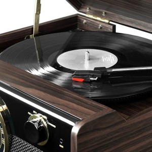 Victrola Wood Metropolitan Mid Century Modern Bluetooth Analog Tuner Record Player - Walnut - 1 of 4