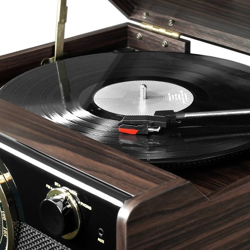 Victrola Wood Metropolitan Mid Century Modern Bluetooth Analog Tuner Record Player - Walnut - image 1 of 4