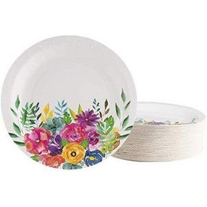 Juvale 80 Pack Vintage Disposable Floral Party Plates, 9 Inches, For Tea Party, Wedding, Bridal, & Baby Shower - 1 of 4