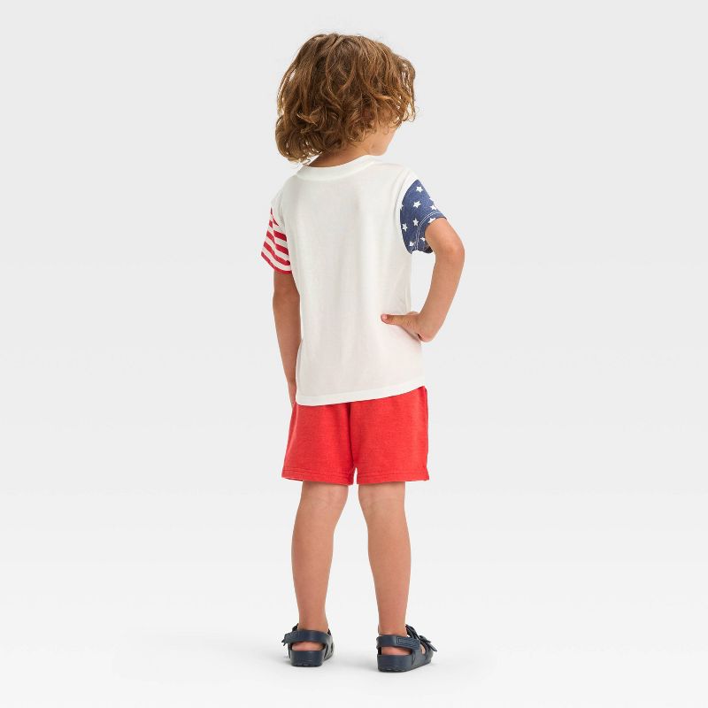 Toddler Boys&#39; Short Sleeve Flag Jersey and French Terry Set - Cat &#38; Jack&#8482; White, 3 of 6