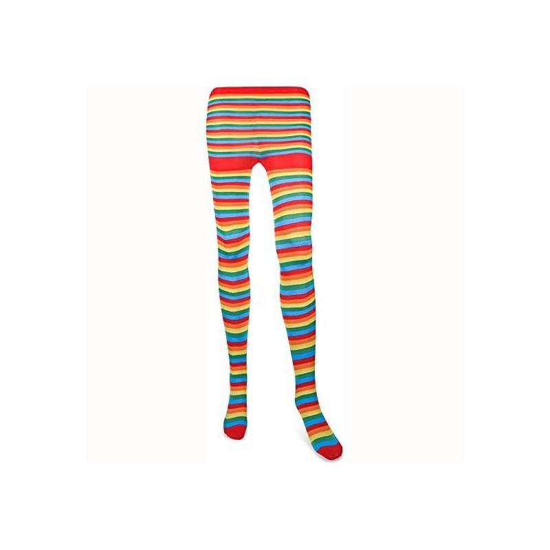 Skeleteen Colorful Rainbow Striped Tights - Striped Nylon Clown Stretch Pantyhose Stocking Accessories for Every Day Attire and Costumes, 2 of 5