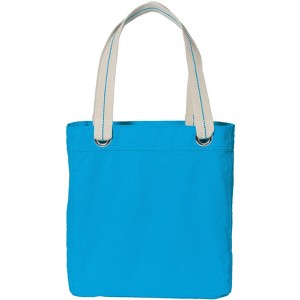 Mafoose Allie Tote Bag – Cotton Canvas with Striped Handles & Zippered Pocket for Everyday Use - 1 of 2