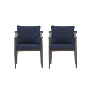 New Classic Furniture,Moana Metal Patio Side Chair in Brown/Blue (Set of 2) - 1 of 4