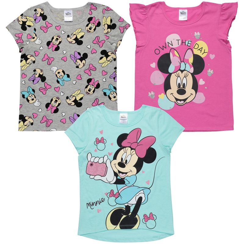 Mickey Mouse & Friends Minnie Mouse Girls 3 Pack Graphic T-Shirts Little Kid to Big Kid, 1 of 8