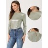 INSPIRE CHIC Women's Metallic Round Neck Long Sleeve Sparkly Disco Party Shiny Top - 2 of 4