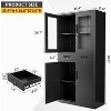 71" Black Metal Storage Cabinet with Glass Doors, Garage Storage with 2 Drawers + 2 Adjustable Shelves, Heavy Duty Tool Cabinet with Locking Doors - 4 of 4