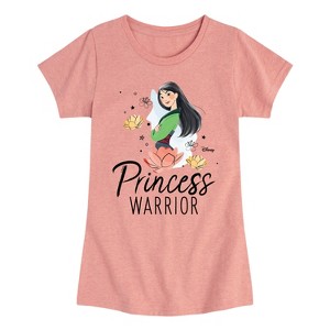 Girls' - Disney Princess - Mulan Princess Warrior with Flowers Fitted Short Sleeve Graphic T-Shirt - 1 of 4