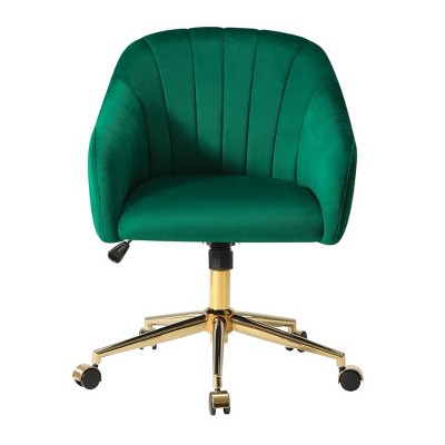 WestinTrends Phoebe Upholstered Velvet Swivel Vanity Office Chair With Wheels