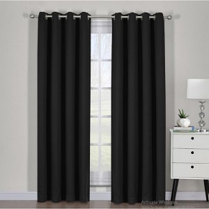 Egyptian Linens Ava Blackout Weave Curtain Panels With Tie Backs Pair (Set Of 2) - 1 of 4