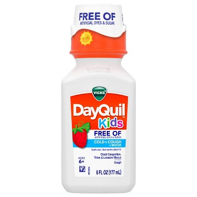 VICKS DayQuil Kids Cold & Cough + Mucus Relief, Berry Flavor, Ages 6+, Multi-Symptom Liquid Medicine, 6 oz