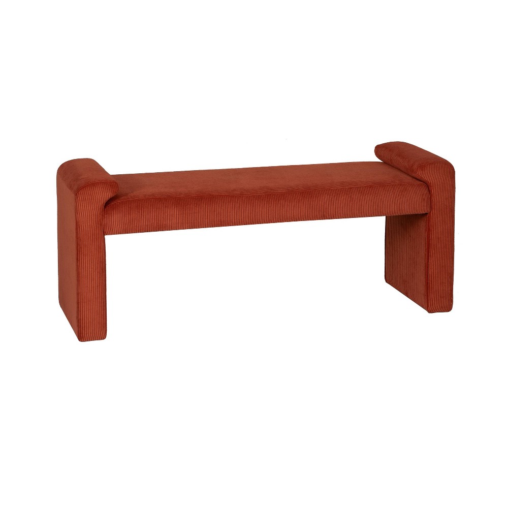 Photos - Pouffe / Bench Linon Linn Upholstered Bench Rust Corduroy 