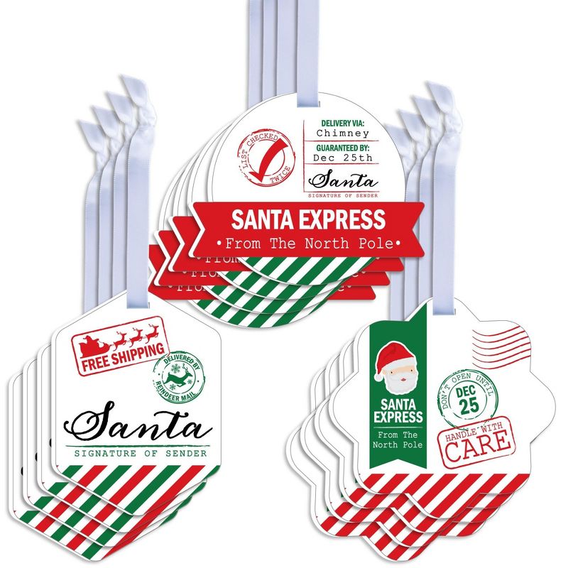 Big Dot of Happiness Santa's Special Delivery - Assorted Hanging From Santa Claus Christmas Favor Tags - Gift Tag Toppers - 12 Ct, 1 of 9