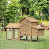 ORRD PawHut 59" Wooden Chicken Coop, Outdoor Hen House w/ 2 Doors, Nesting Box & Removable Tray, Natural Wood - 3 of 4