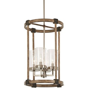 Minka Lavery Nickel Stone Pendant Chandelier 14 1/2" Wide Farmhouse Seeded Glass Shade 4-Light Fixture for Dining Room House Home - 1 of 4