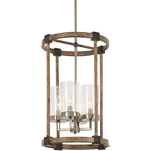 Minka Lavery Nickel Stone Pendant Chandelier 14 1/2" Wide Farmhouse Seeded Glass Shade 4-Light Fixture for Dining Room House Home - image 1 of 4