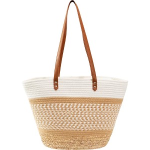 Magid Natural Cotton Woven & Faux Leather Shoulder Tote - 1 of 4
