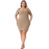 Agnes Orinda Women's Plus Size Short Sleeve Square Neck Casual Midi T-Shirt Dresses - 3 of 4