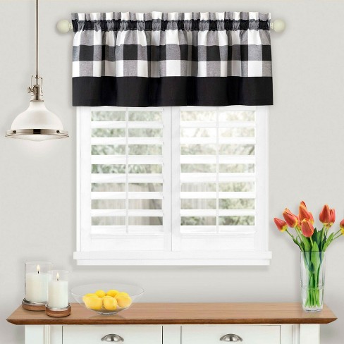 Kate Aurora Modern Farmhouse Buffalo Plaid Checkered Rod Pocket Window ...