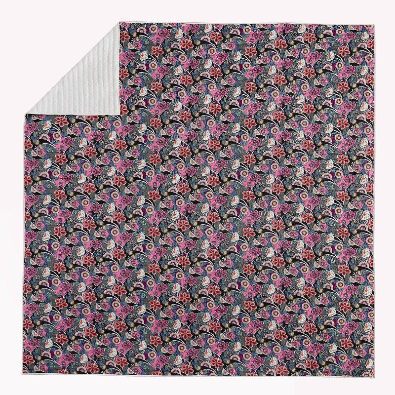 Vera Bradley 3pc Lanai Floral Quilt Set Black/Pink, 5 of 8