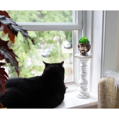 Ceramic Cube Planter with Plastic Succulent for Christmas Decor