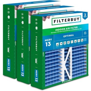 Filterbuy 16x22x5 Air Filter (3-Pack), Pleated MERV 13 Health Defense Replacement HVAC AC Furnace Filters for Amana, Coleman, Goodman, York, & More - 1 of 4