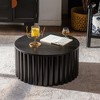 QingMoon Lift Top Coffee Table, Circle Wooden Center Table with Storage Space and Grooved Drum Decoration for Living Room - 2 of 4