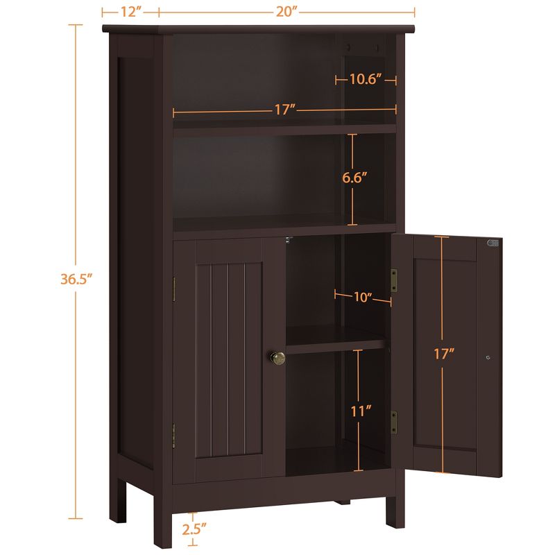 Yaheetech Bathroom Floor Cabinet with Double Door and Adjustable Shelves, 4 of 11