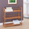 Three Tier Double Wide Bamboo Shelf Brown - Organize It All