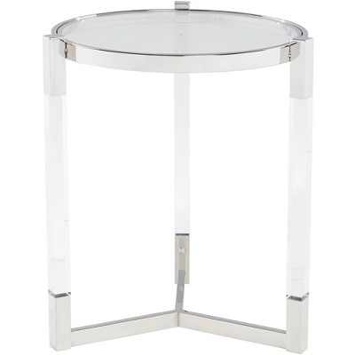 55 Downing Street Darla 19" Wide Silver and Acrylic Modern Round Accent Table