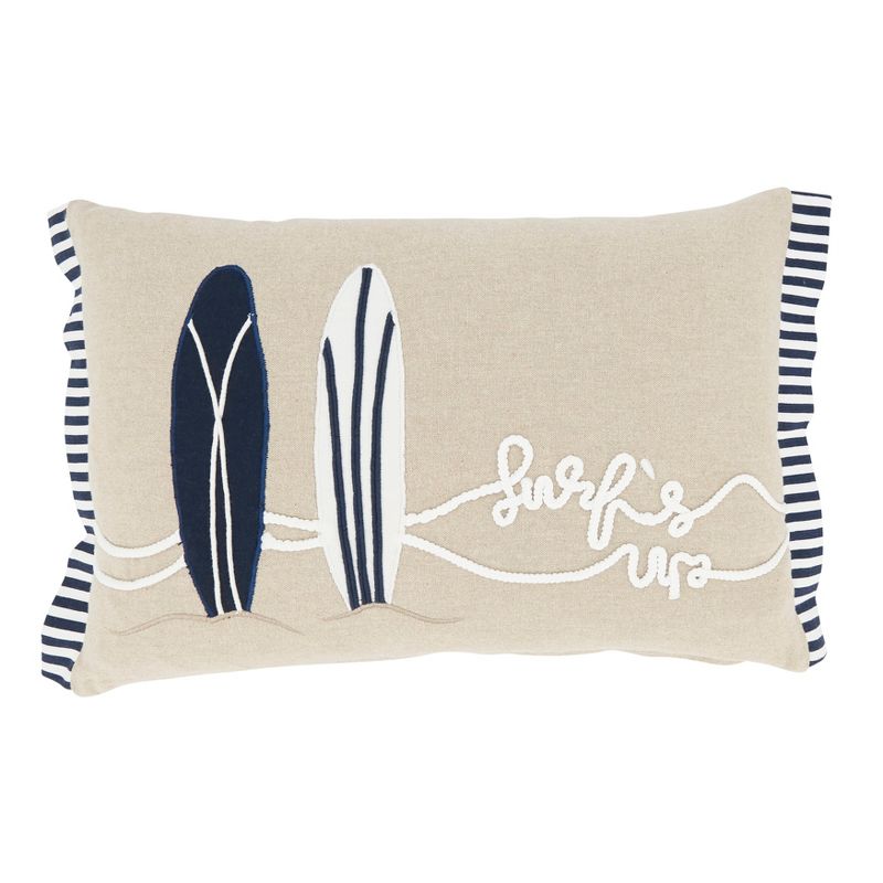 Saro Lifestyle Surf's Up Voyage Throw Pillow Cover, Beige, 12"x18", 1 of 4