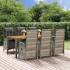 vidaXL 7-Piece Patio Dining/Lounge Set - Gray Poly Rattan with Reclining Chairs, Acacia Wood Tabletop & Dark Gray Cushions for Outdoor/Garden Use - 2 of 4